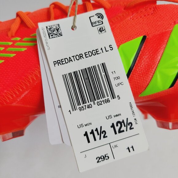 NEW Adidas Predator Edge.1 SG Soccer Cleats GW1010 Size 11.5 Solar Red main image 5